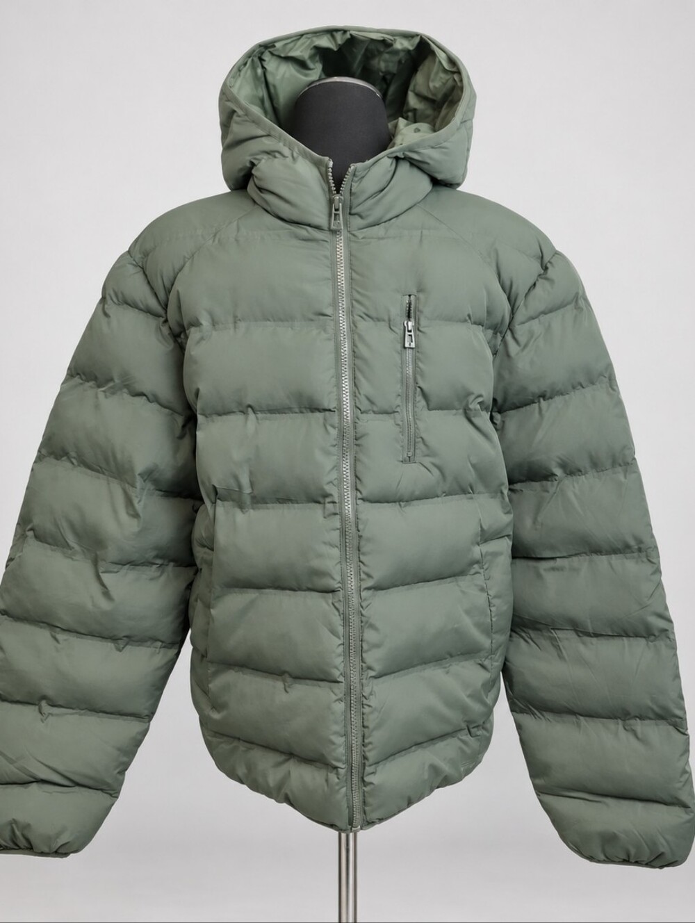 Topman Olive Green Hooded Puffer Jacket – Men’s M